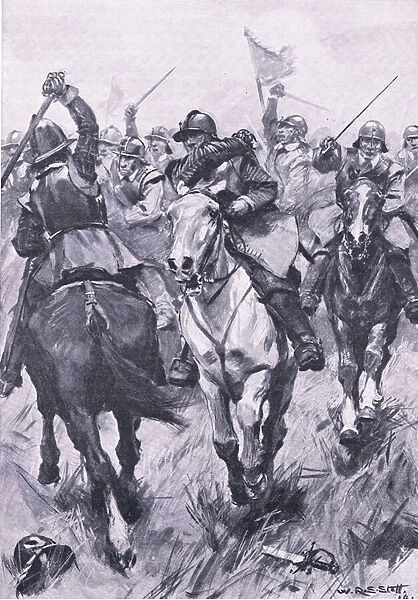 The cavalry conflict at Dunbar 3rd September 1650, illustration from