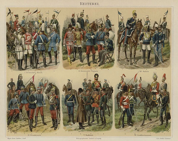 Cavalry of European armies (colour litho)