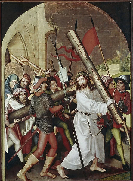 The Cavalry. Painting by Martin Schongauer (1453-1491). Colmar, Unterlinden Museum
