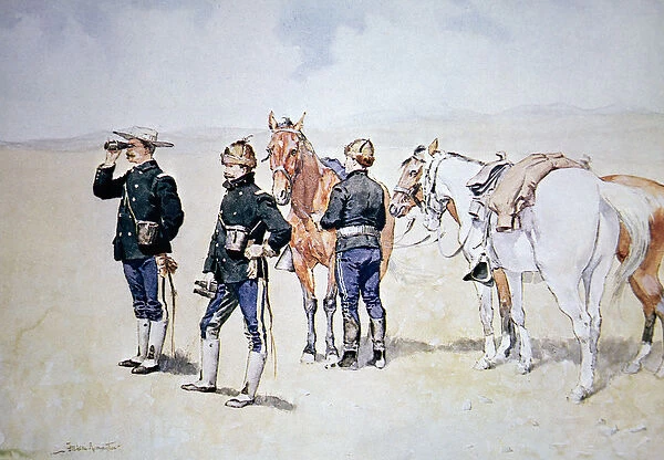 Cavalry Scouts, c. 1890 (colour litho)
