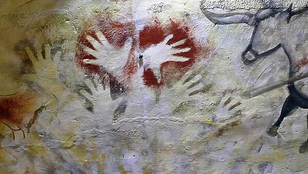 Cave paintings found in the Cave of Altamira (mural)