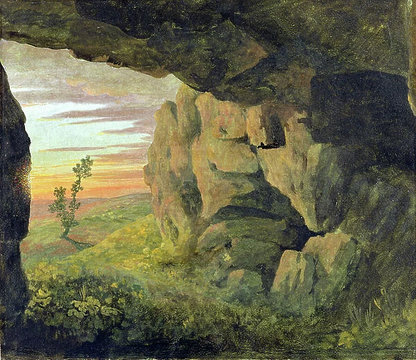 A Cavern near to St. Agnese without the Porta Pia (oil on paper)