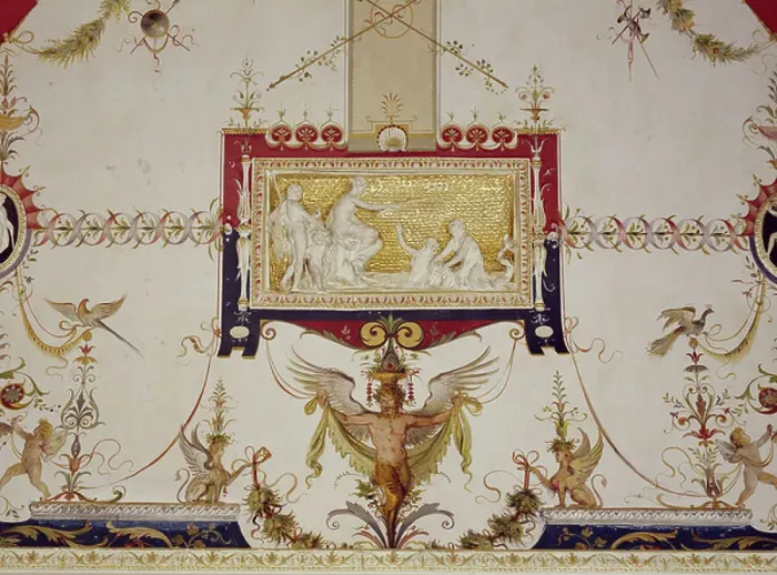 Framed Print : Detail of ceiling decoration from small study, Villa Carlotta, Tremezzo, Italy, 17th century