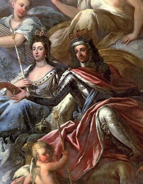 Ceiling of the Painted Hall, detail of King William III (1650-1702