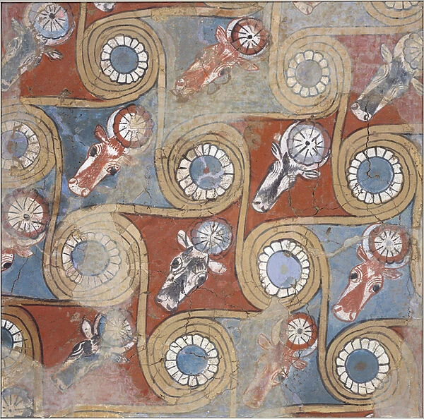 Ceiling painting from the palace of Amenhotep III, c. 1390-1353 BC (dried mud, mud plaster