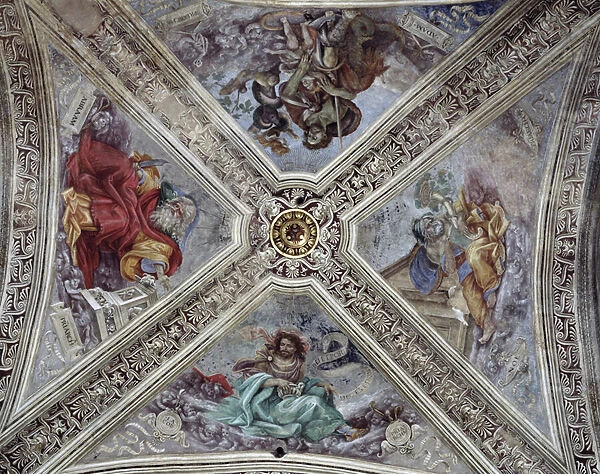 Ceiling in Strozzi Chapel depicting prophets Abraham, Noah, Adam and Jacob c