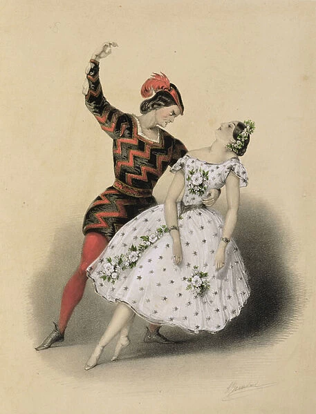 The Celebrated Mazurka d Extase Danced by M. Perrot and Mlle