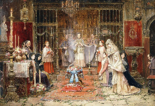 Celebrating Santa Maria della Rosa, (oil on panel)