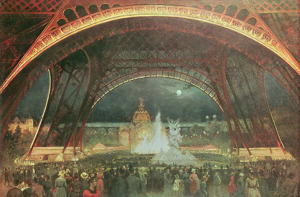 Celebration on the night of the Exposition Universelle in 1889 on the esplanade of