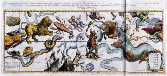 Framed Print : Celestial map of the constellations: Orion, Taurus, Aries, Pisces etc