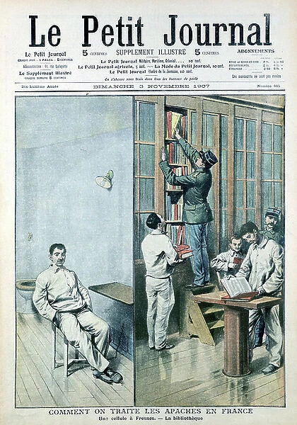 Cell and Library at the prison at Fresnes, 1907 (print)
