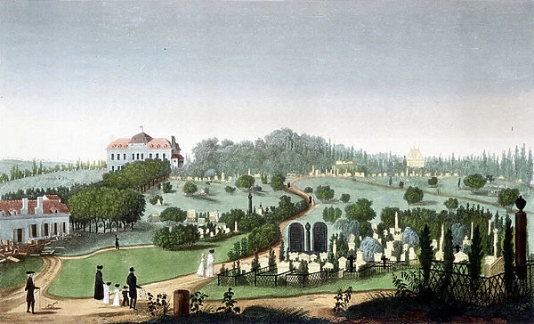 Cemetery of Pere Lachaise, circa 1820 - in 'Vues de Paris'