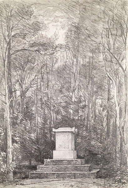 Cenotaph to Sir Joshua Reynolds at Coleorton Hall, Leicestershire, 1823 (pencil drawing)