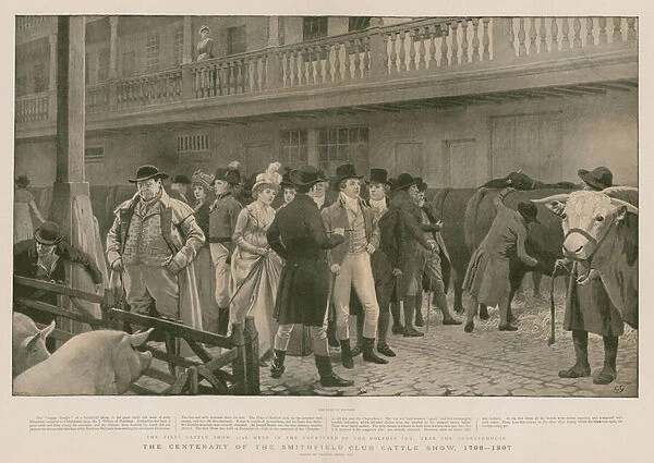 The centenary of the Smithfield Club Cattle Show (engraving)