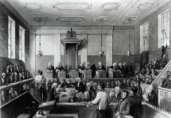 Central Criminal Court, The Old Bailey, engraved by H. Melville (engraving) (b  /  w photo)