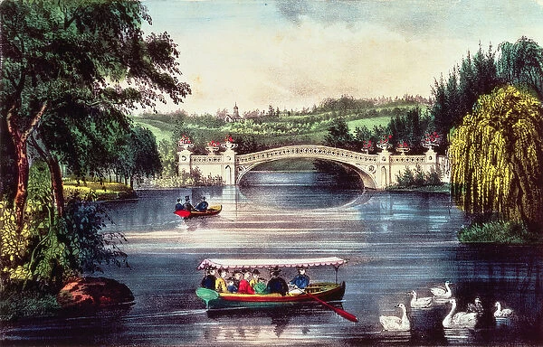 Central Park - The Bridge (colour litho)