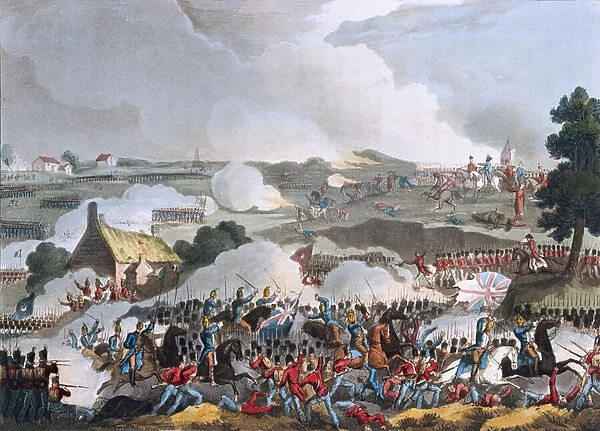 The centre of the British Army in action at the Battle of Waterloo, 18 June 1815