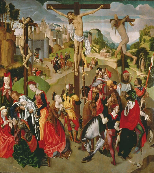 Centre panel of a Crucifixion triptych, 1490s (oil on panel)