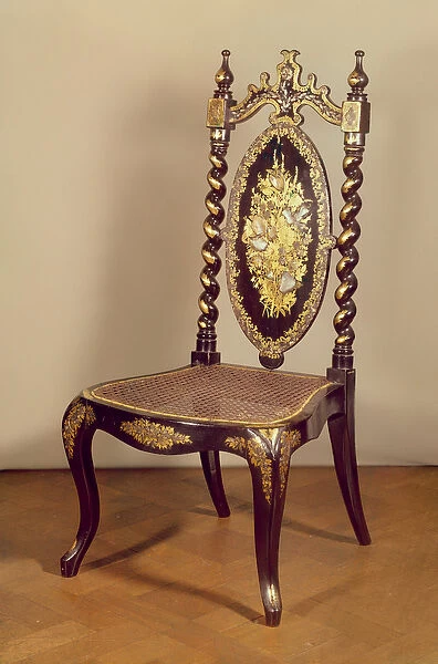 Chair, mid 19th century (wood, papier-mache & cane)