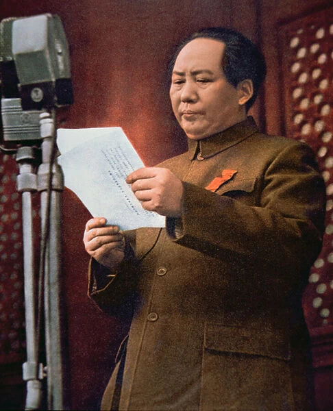 Chairman Mao Zedong proclaiming the founding of the Peoples Republic of China