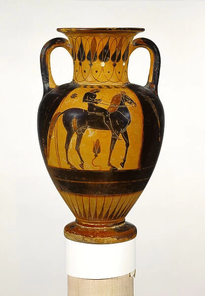 Chalcidian neck amphora with naked rider c. 520-510 BC (terracotta)