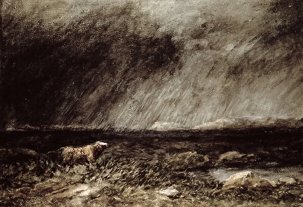 The Challenge on the Moors, near Bettws-y-Coed, North Wales, 1853, (w  /  c and gouache)