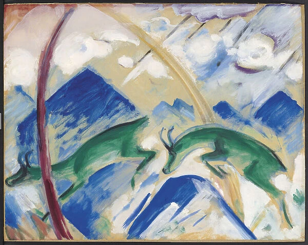Chamois, 1911 (tempera on paper laid down on board)