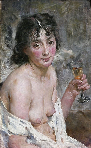 Champagne Girl (oil on canvas)