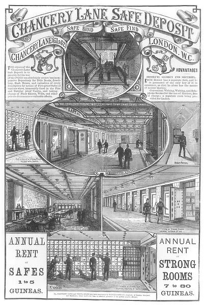 Chancery Lane Safe Deposit, 1886 (engraving) (b  /  w photo)