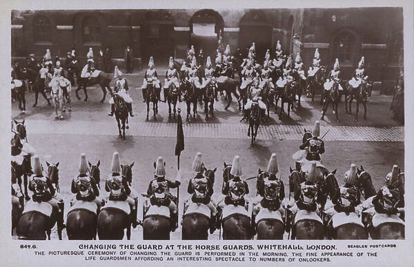Changing the Guard, Horse Guards, Whitehall, London (b  /  w photo)