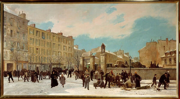 Chantier de bois a buruler boulevard du Montparnasse en janvier 1871 - Scene de rue dans