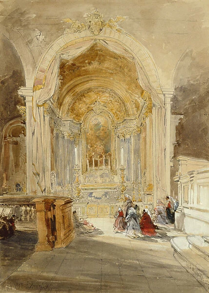 The Chapel of St John the Baptist, San Roque, Lisbon, 1837 (pencil and w  /  c)