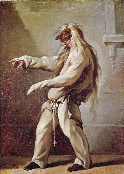Character from the Commedia dell Arte (oil on canvas)
