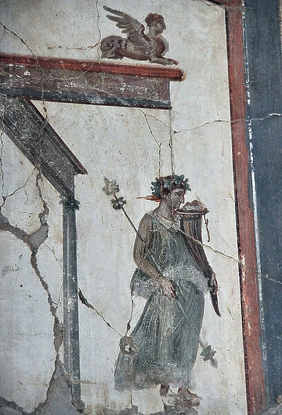 Character holding a horn of abundance, Herculanum (fresco)