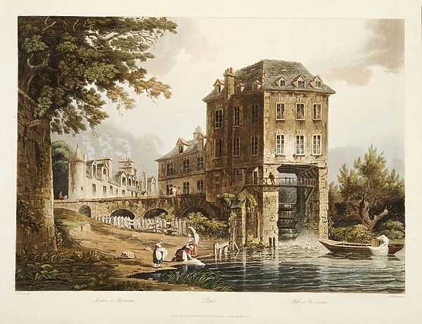 Mill at Charenton, illustration from Versailles, Paris and Saint Denis, pub