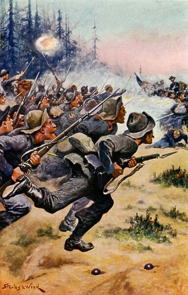Charge of the Confederates at Bull Run (colour litho)
