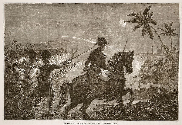 Charge of the Highlanders at Seringapatam, illustration from Cassell