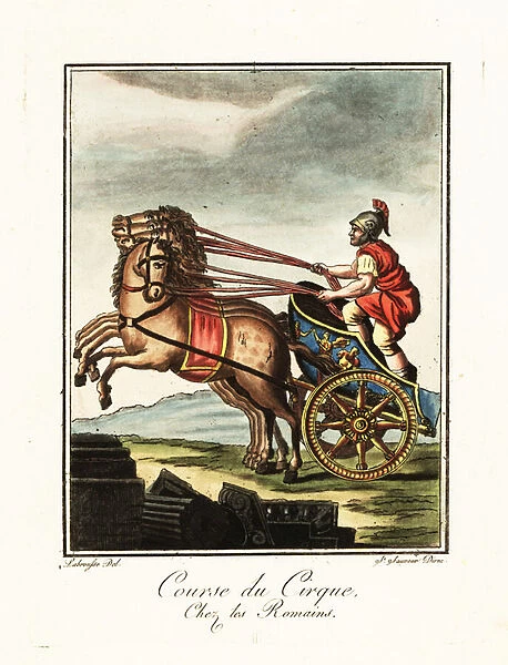 Charioteer racing at the circus, ancient Rome. 1796 (engraving)