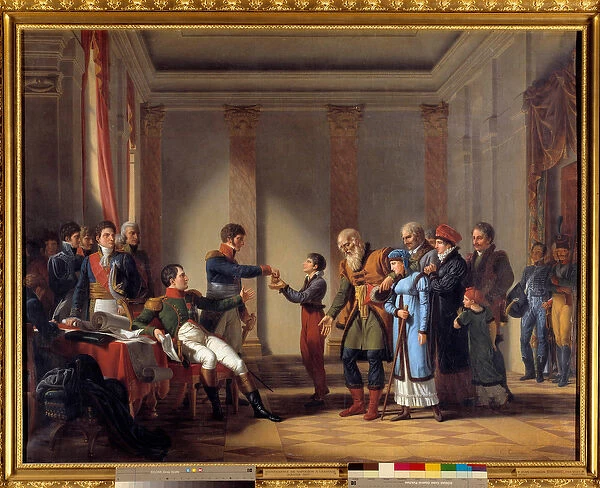Charity of Emperor Napoleon I (1769-1821) during the Polish campaign in January 1807