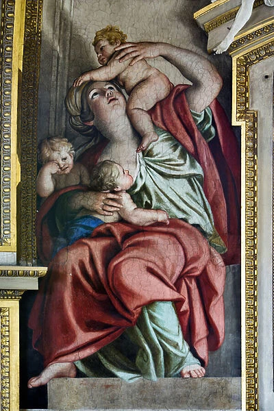 The Charity, one of the six female allegorical figure representing Virtues, 1622-28 (fresco)