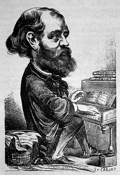 Charles Gounod (1818 - 1893), French composer, Caricature by Etienne Carjat