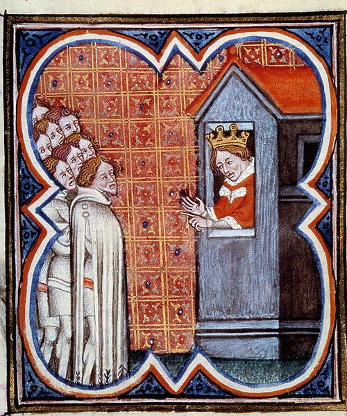 Charles II the evil king of Navarre (1322-1387) haranguing Parisians