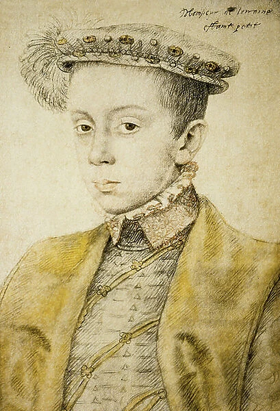 Charles II or III de Lorraine (1543-1608), c. 1558 (drwash, watercolour, pencil)