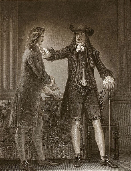 Charles II and Sir William Temple, engraved by J. Parker
