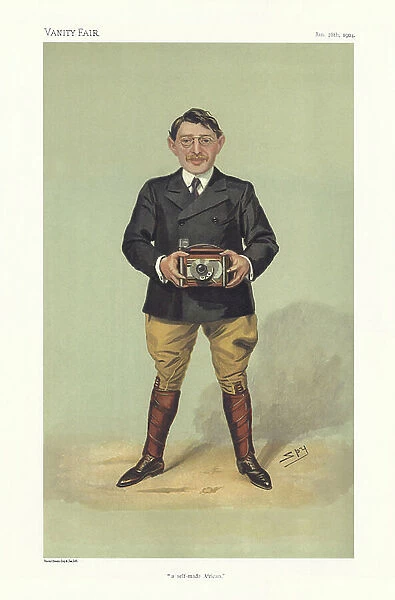 Charles Sydney Goldmann - portrait holding camera Vanity Fair caricature by Spy (real name Sir Leslie Matthew Ward 21 November 1851 - 15 May 1922)