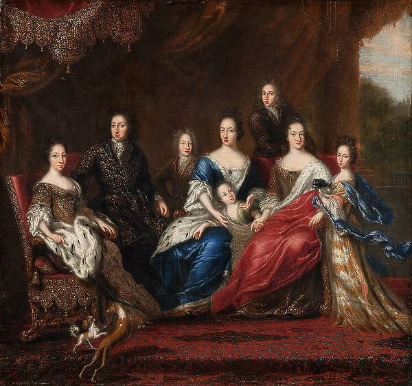 Charles XIas family with relatives from the duchy Holstein-Gottorp, 1691 (oil on canvas)