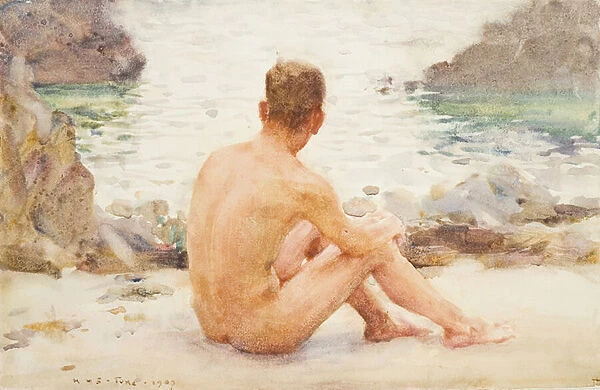Charlie Seated on the sand, 1907 (w  /  c on paper)