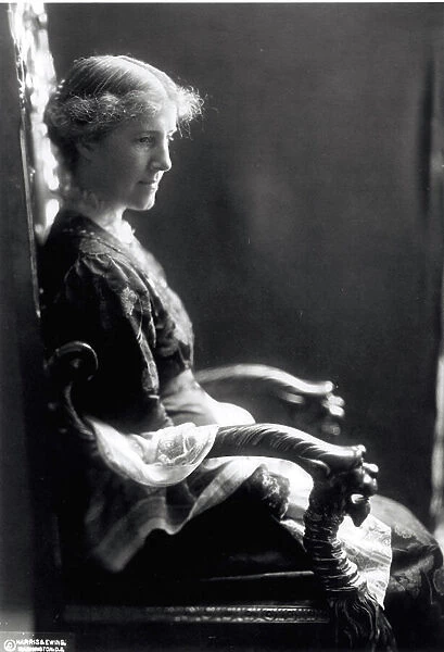 Charlotte Perkins Gilman (1860-1935) photographed by Harris & Ewing, 1914 (b&w photo)