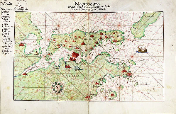 Chart of Negroponte, 1554 (vellum)