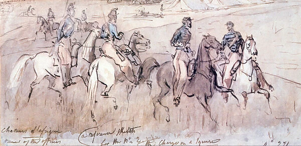 The Chasseurs d Afrique during the Crimean War of 1854 (w  /  c on paper)